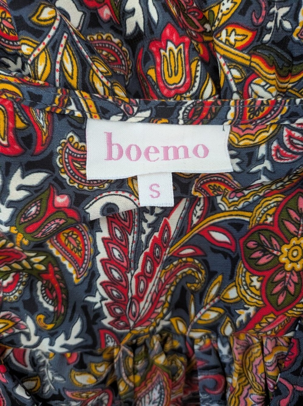 Boemo Anthropologie Boho Paisley Tiered Maxi Dress Long Sleeve Size S - Picture 9 of 10